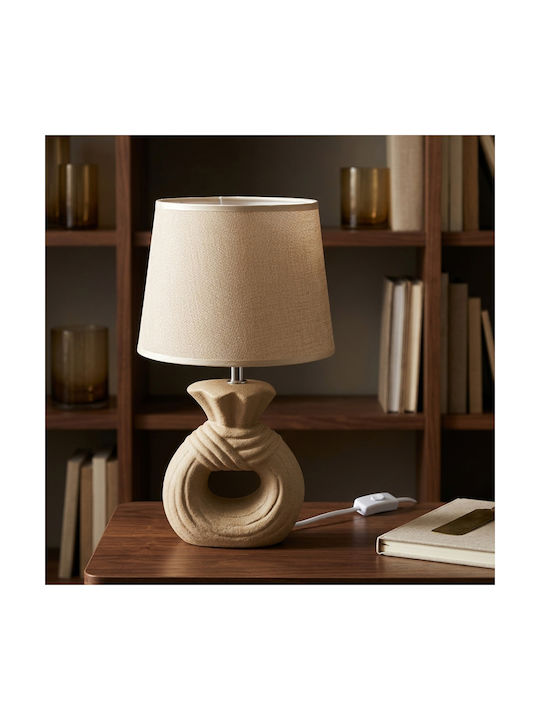 Keskor Kerkamisches Tischlampe Für E27 Fassung Mit Braune Hut Und Basis