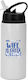 Water Bottle Greece 600ml White Black Cap