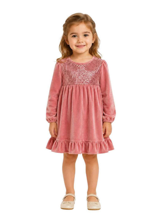 Nek Kids Wear Girls Dress Long Sleeve Velvet Po...