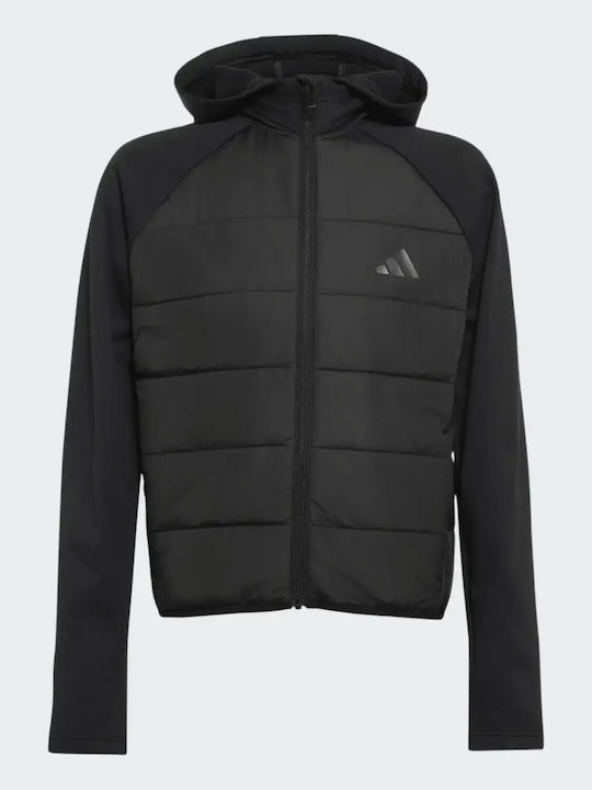 Kids Sports Jacket Short with Lining & Hood Black