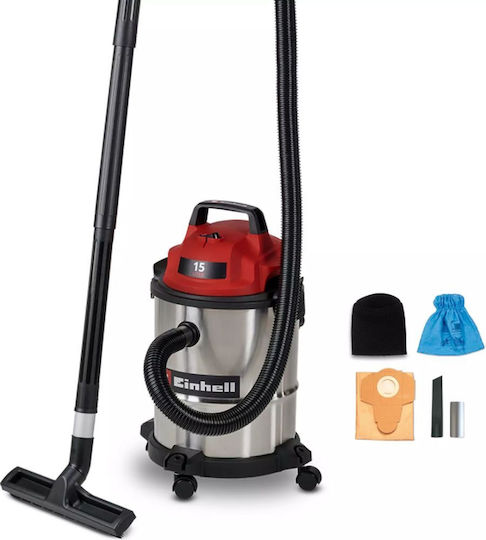 Einhell TC-VC 1540S Прахосмукачка за мокро / сухо почистване 900W с инокс контейнер 15 л сребриста