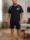 Rimoli Plus Size Summer Men's Cotton Pyjamas Dark Blue