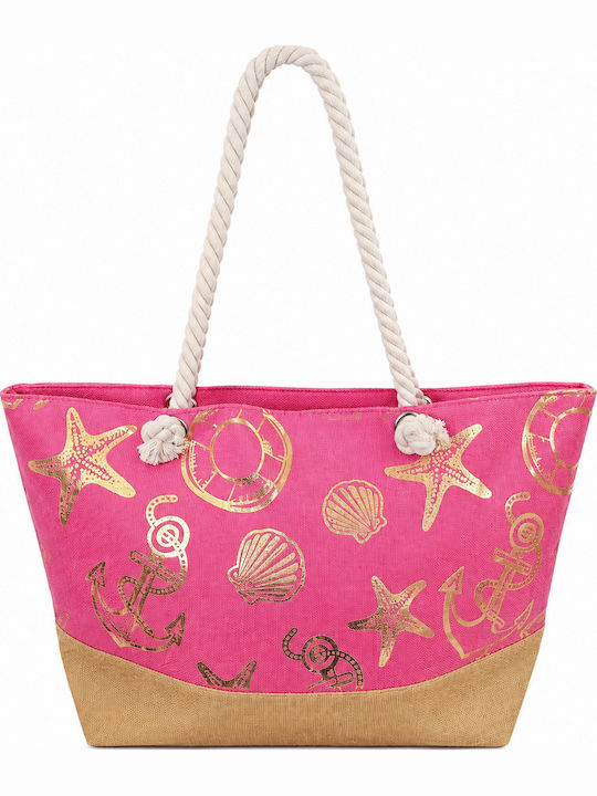 Strandtasche Aus Korbweide Mit Kulturtasche Rosa
