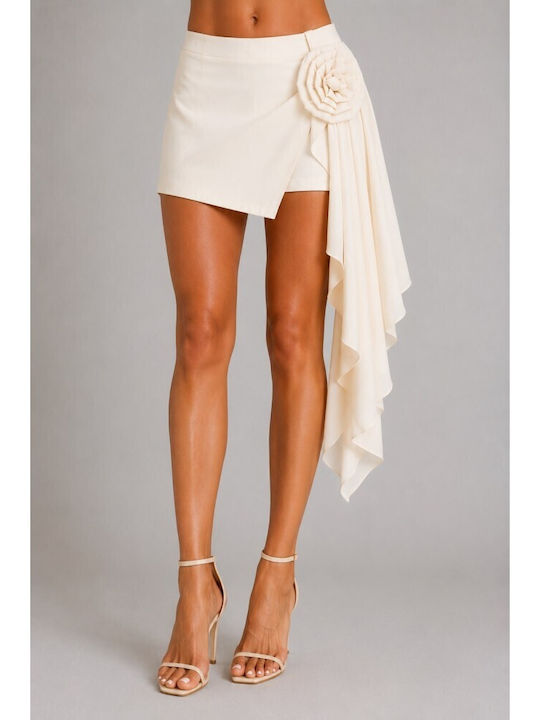 Lumina Women's Satin Skorts Floral Cream