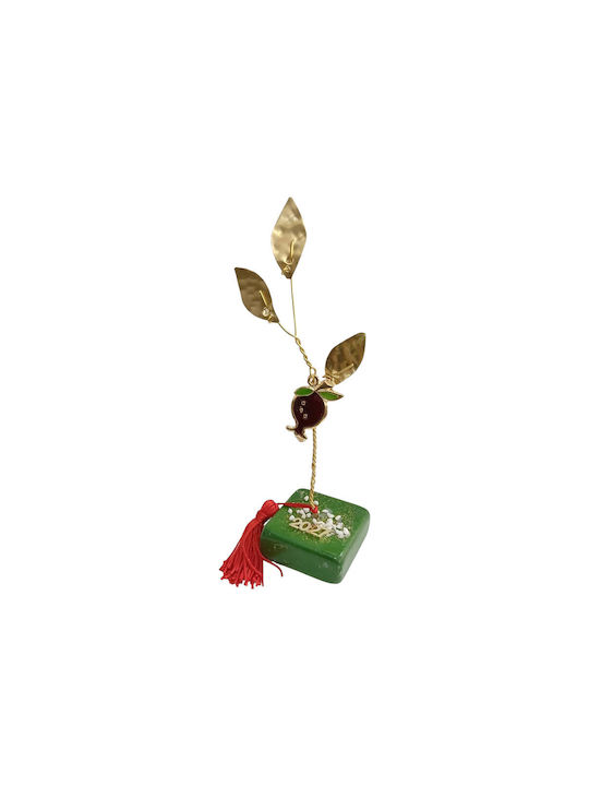 Kalliopi Silver Tabletop New Year's Lucky Charm Green Pomegranate Made of Stone 2027 5x5cm