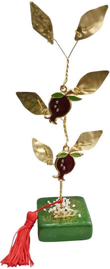 Kalliopi Silver Tabletop New Year's Lucky Charm Green Pomegranate Made of Stone 2027 5x5cm