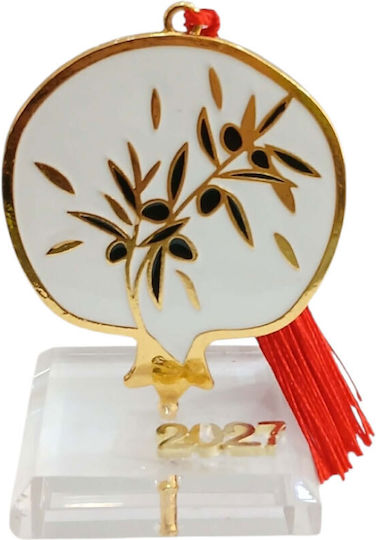Kalliopi Silver Tabletop New Year's Lucky Charm Pomegranate White Made of Plexiglass 2027 5x10cm