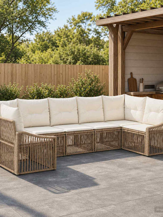 Canapea De Colț Pentru Exterior Din Rattan Cu Perne 62x62x70cm