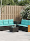 Zweisitziges Outdoor-Sofa aus Rattan mit Kissen