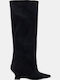 Suede Women's Boots with Mid Heel Black