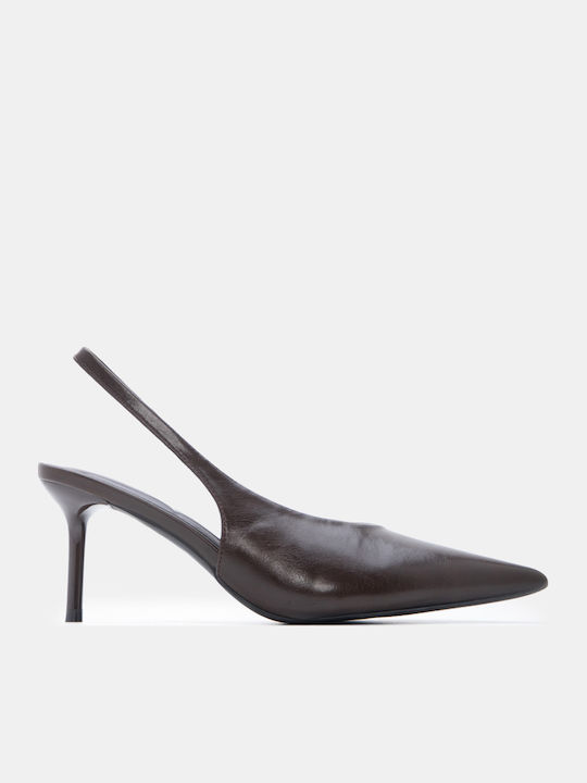 Pointed Toe Heels with Medium Brown Heel