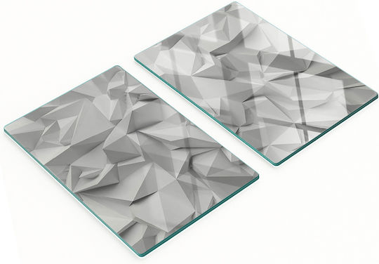 Tulup Set Module Tocătoare De Bucătărie Din Sticlă Gri 52x40cm 2 Bucăți