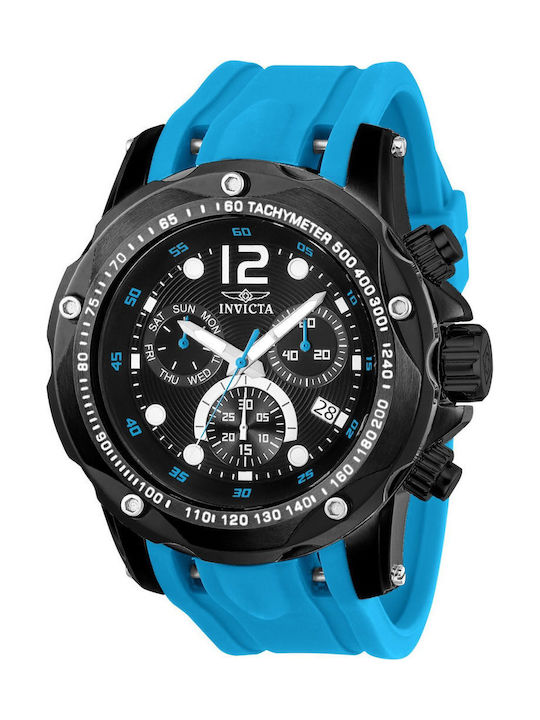 Invicta Ανδρικό Ρολόι 51mm Μπαταρίας με Μπλε Καουτσούκ Λουράκι