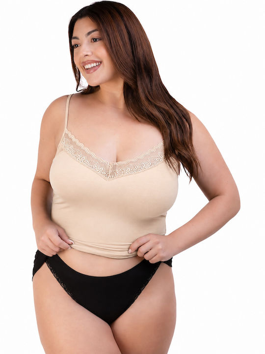 Elite Form Beige Women's T-Shirt with Spaghetti...