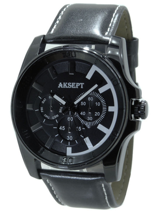 Aksept Мъжки Часовник 48mm На Батерия с Черна К...