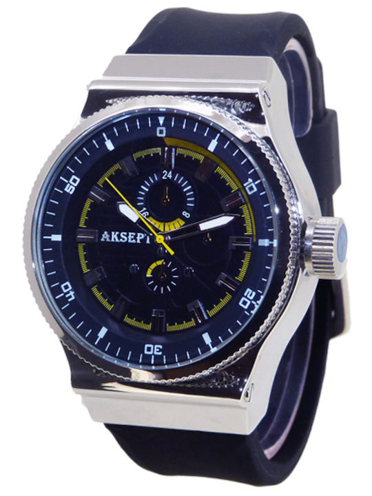 Aksept Мъжки часовник 48mm На батерия с Черен К...