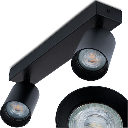 Ceiling Spot Light Tuba Spotlight Halogen Angled 2x GU10 Tabula Lumiled
