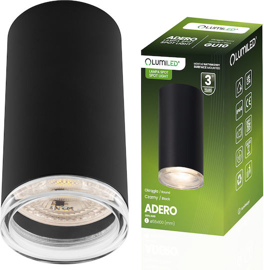 Φωτιστικό Οροφής Led Σποτ Σωλήνας Gu10 Ip44 Adero Μαύρο Lumiled