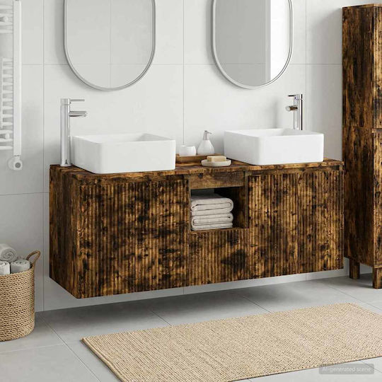 vidaXL Badezimmer Waschtisch-Einheit M53xB35xH63cm Rauchholz Eiche