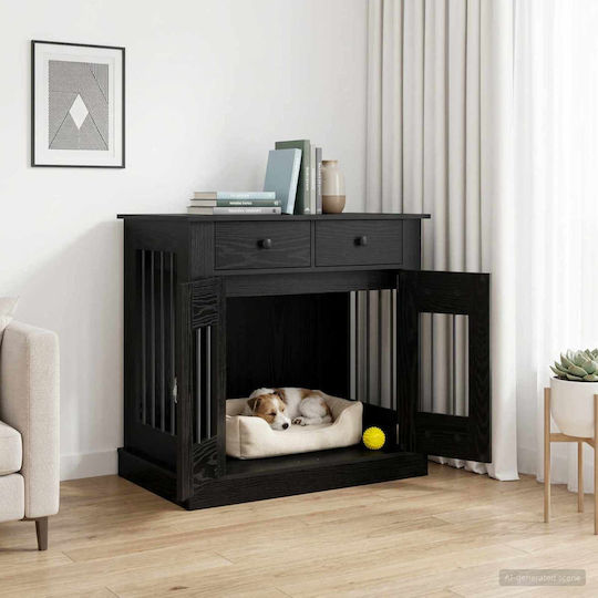 vidaXL Hundehütte Innenbereich Schwarz 80x47,5x80cm
