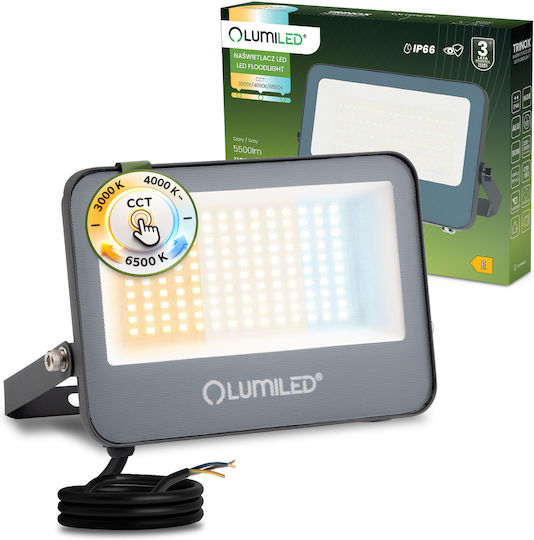 LED Flood Light Trinox 50W 5500lm CCT IP66 Grey Lumiled