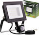 LED Прожектор Zuna2 30W 2700Lm 4000K IP44 Черен Сензор за Движение Lumiled