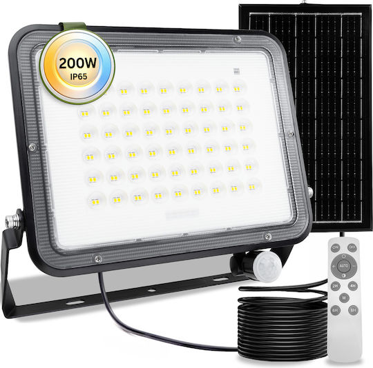 Solar LED Halogen Flood Light 200W Garden Lamp 4000K IP65 PIR Motion Sensor + Remote Control Fulgor Lumiled