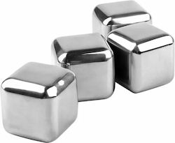 Set of 4 Stainless Steel Reusable Ice Cubes Metaltex Cooling Without Dilution 253504