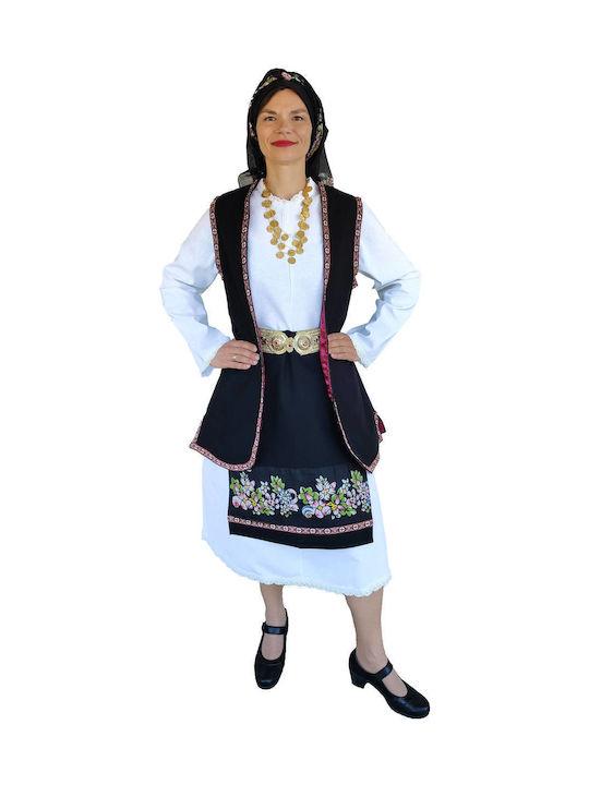 Epirus Woman Traditional Costume with Porphyra with 3 Rows Necklace