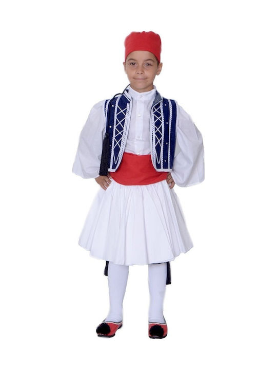 Costum Tradițional Pentru Copii Evzonas cu Huse Pentru Pantofi cu Ciorapi