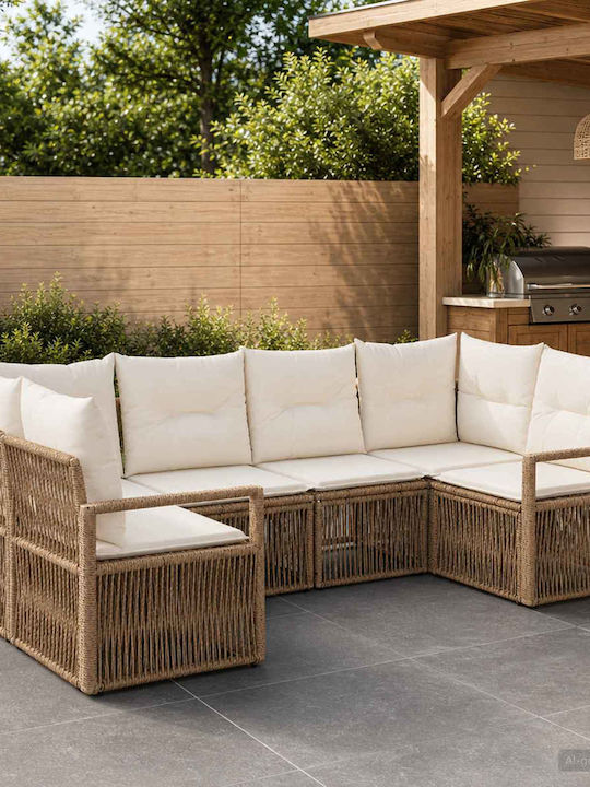 Ecksofa Outdoor Rattan mit Kissen 61x62x70cm