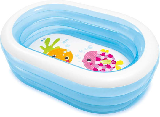 Intex My Sea Friends Детски Овален Басейн 230л Надуваем 163x107x46см Светлосин