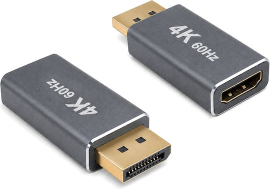Powertech CAB-DP085 Μετατροπέας DisplayPort male σε HDMI female Γκρι