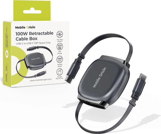 Mobile Origin Cablu Extensibil USB 2.0 USB-C Masculin - USB-C 100W Gri 0.25m MO-CB7-SPG