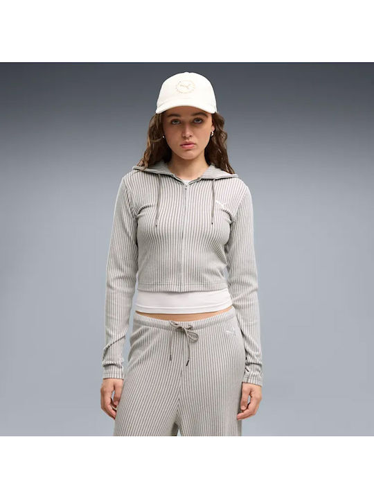 PUMA Women's Hooded Sweatshirt Cardigan Grey