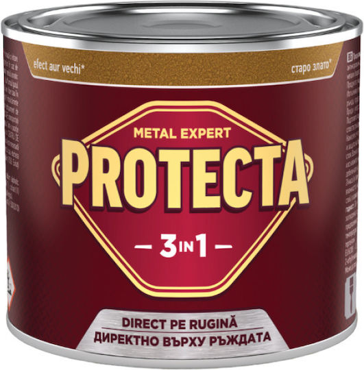 Protecta 3-в-1 Метално Цвят Черни Метали Конвертор На Ръжда Грунд Декоративно Покритие В Една Кутия Може Да Се Нанася Директно На Ръжда Лъскаво Покритие 0.5л Старо Злато