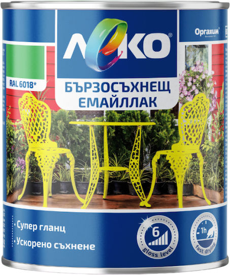 Quick-drying Enamel Paint Leko Metal Alkyd Base Gloss 0.65l Green