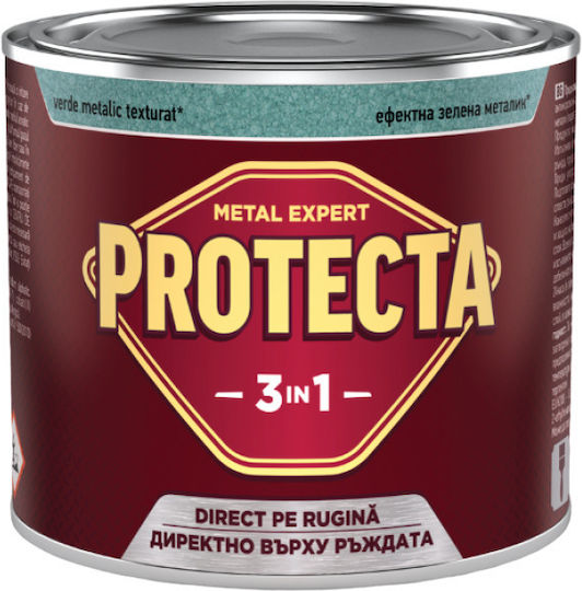 Protecta 3-в-1 Метално Цвят Черен Метал Ръжда Конвертор Праймер Декоративно Покритие В Една Кутия Може Да Се Нанася Директно На Ръжда Лъскав Завършек 0.5л Впечатляващ Металически Зелен