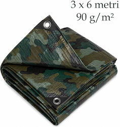 Reinforced Tarpaulin 3x6 M Waterproof Universal Pe Army 90 G/m²
