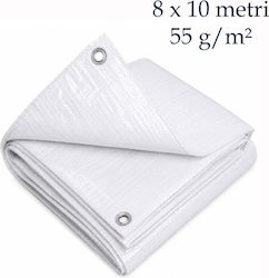 White Pe Tarpaulin 8x10 M 55 G/m² Waterproof Metal Fixing Rings White Pe Tarpaulin 8x10 M 55 G/m² Waterproof Metal Fixing Rings