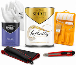 Kit De Vopsire Până La 45 M² Suprafață De Acoperire Spirit Infinity Finish 45 Vopsea Albă Pentru Interior Finisaj Eggshell Grund Accesorii