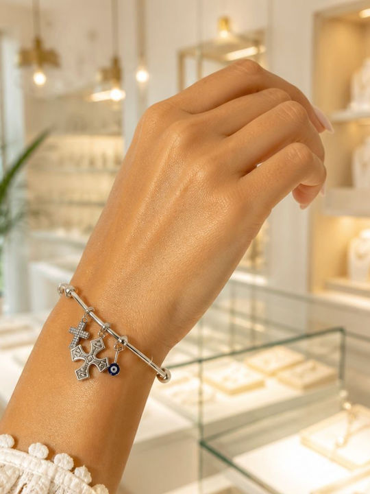 Women's Handcuff Bracelet with Cross Design made of Stainless Steel