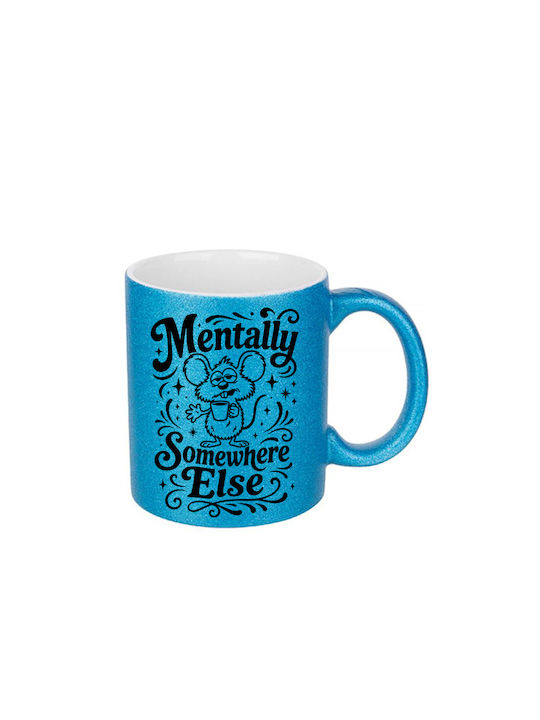 White Ceramic Mug 330ml Blue Glitter Shh Don't ...