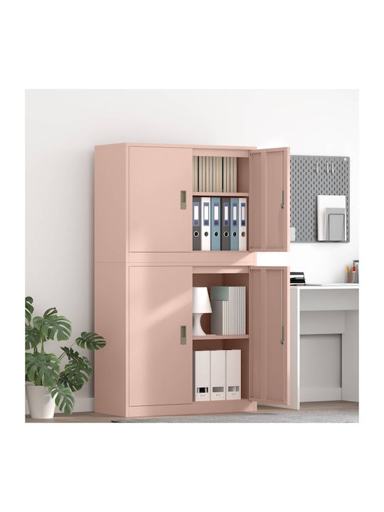 vidaXL Office Storage Cabinet Metal with Lock Pink 90x40x160cm