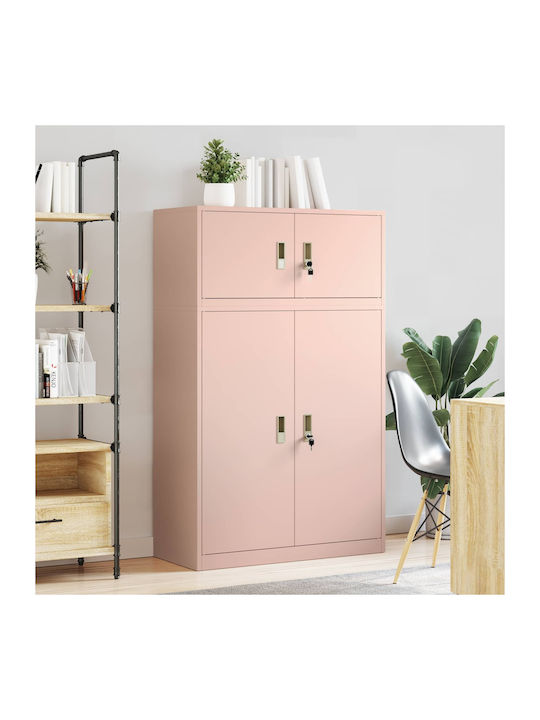 Dulap De Depozitare Pentru Birou Metalic Cu Încuietoare Roz 90x40x145cm