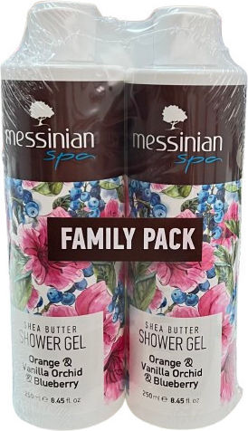 Messinian Spa Orchid & Blueberry Schaumbad in Gel mit Sheabutter & Duft Zitrusfrüchte 2x250ml