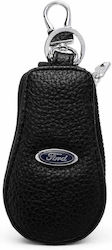 Ford Premium Car Key Cover Made Eco Leather – Elegant Cover Metal Ring Black