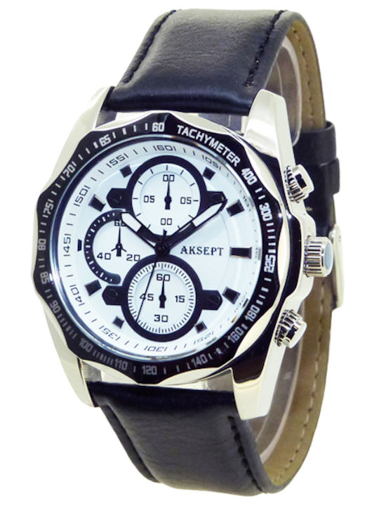 Aksept Мъжки Часовник 42mm На Батерия с Черна К...
