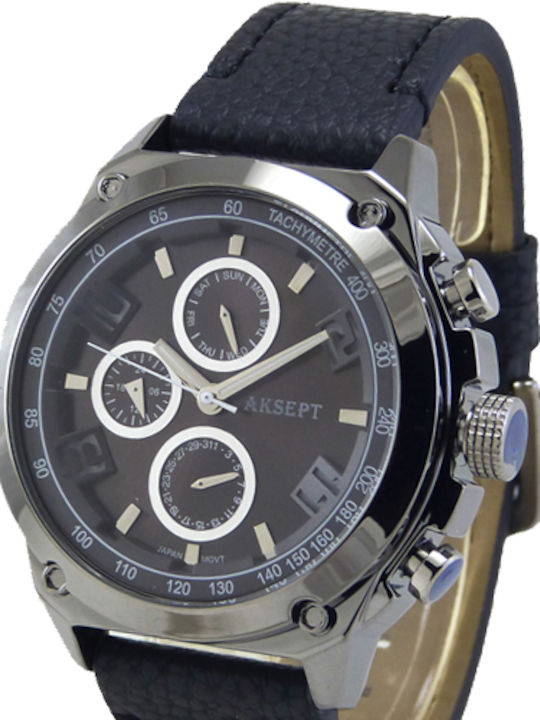 Aksept Мъжки Часовник 46mm На Батерия с Черна К...
