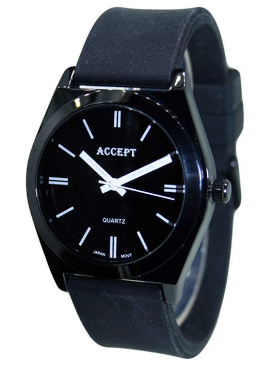 Aksept Мъжки Часовник 40mm На Батерия с Черна К...